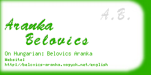 aranka belovics business card